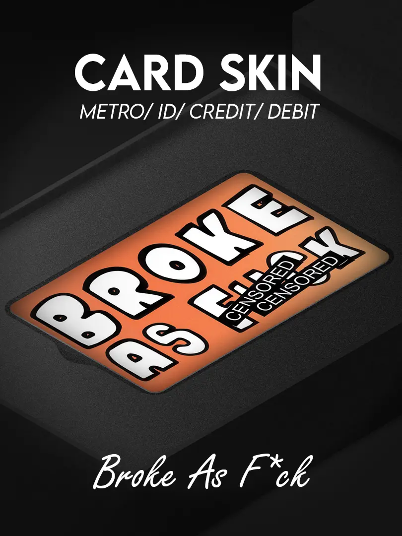 Custom aesthetic card skin designed for credit cards, debit cards, metro cards, and ID cards, featuring a premium finish and durable vinyl material that protects against scratches and wear while adding a stylish, minimalist and expressive look to everyday essentials.