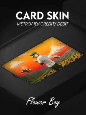 Custom aesthetic card skin designed for credit cards, debit cards, metro cards, and ID cards, featuring a premium finish and durable vinyl material that protects against scratches and wear while adding a stylish, minimalist and expressive look to everyday essentials.