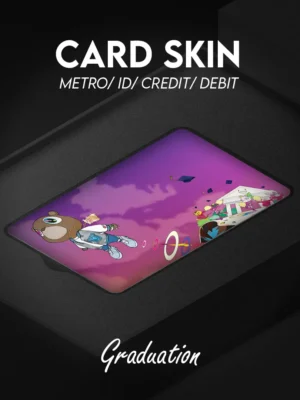 Custom aesthetic card skin designed for credit cards, debit cards, metro cards, and ID cards, featuring a premium finish and durable vinyl material that protects against scratches and wear while adding a stylish, minimalist and expressive look to everyday essentials.