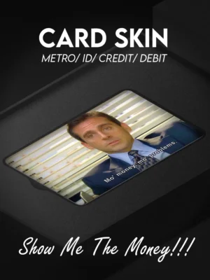 Custom aesthetic card skin designed for credit cards, debit cards, metro cards, and ID cards, featuring a premium finish and durable vinyl material that protects against scratches and wear while adding a stylish, minimalist and expressive look to everyday essentials.