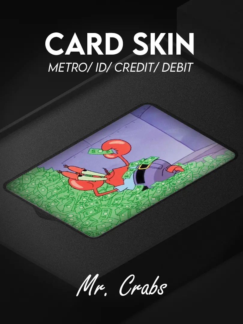 Custom aesthetic card skin designed for credit cards, debit cards, metro cards, and ID cards, featuring a premium finish and durable vinyl material that protects against scratches and wear while adding a stylish, minimalist and expressive look to everyday essentials.