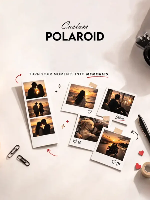 Custom polaroid prints by Shop Evince personalized mini photo prints for room decor and scrapbooks