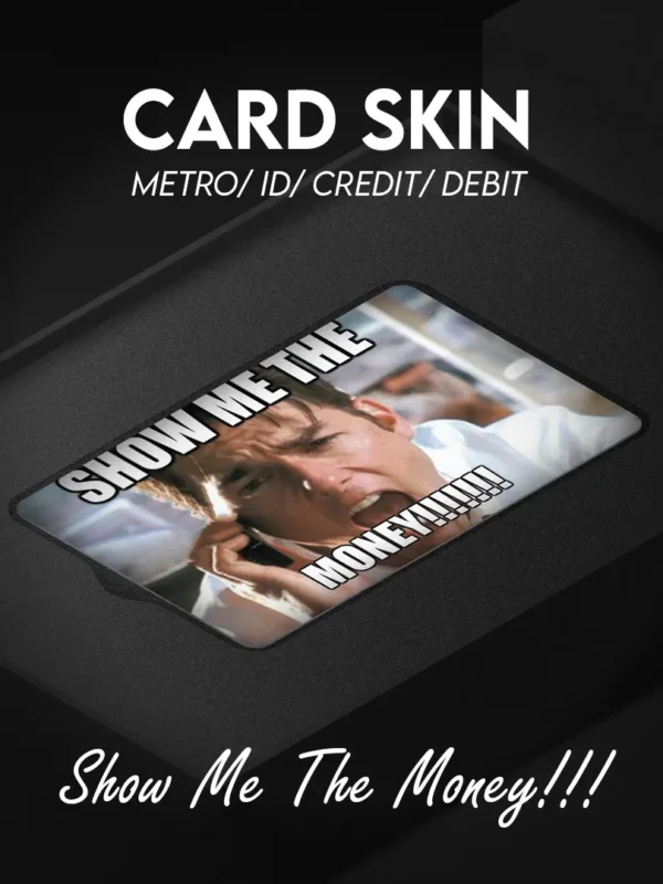 Custom aesthetic card skin designed for credit cards, debit cards, metro cards, and ID cards, featuring a premium finish and durable vinyl material that protects against scratches and wear while adding a stylish, minimalist and expressive look to everyday essentials.