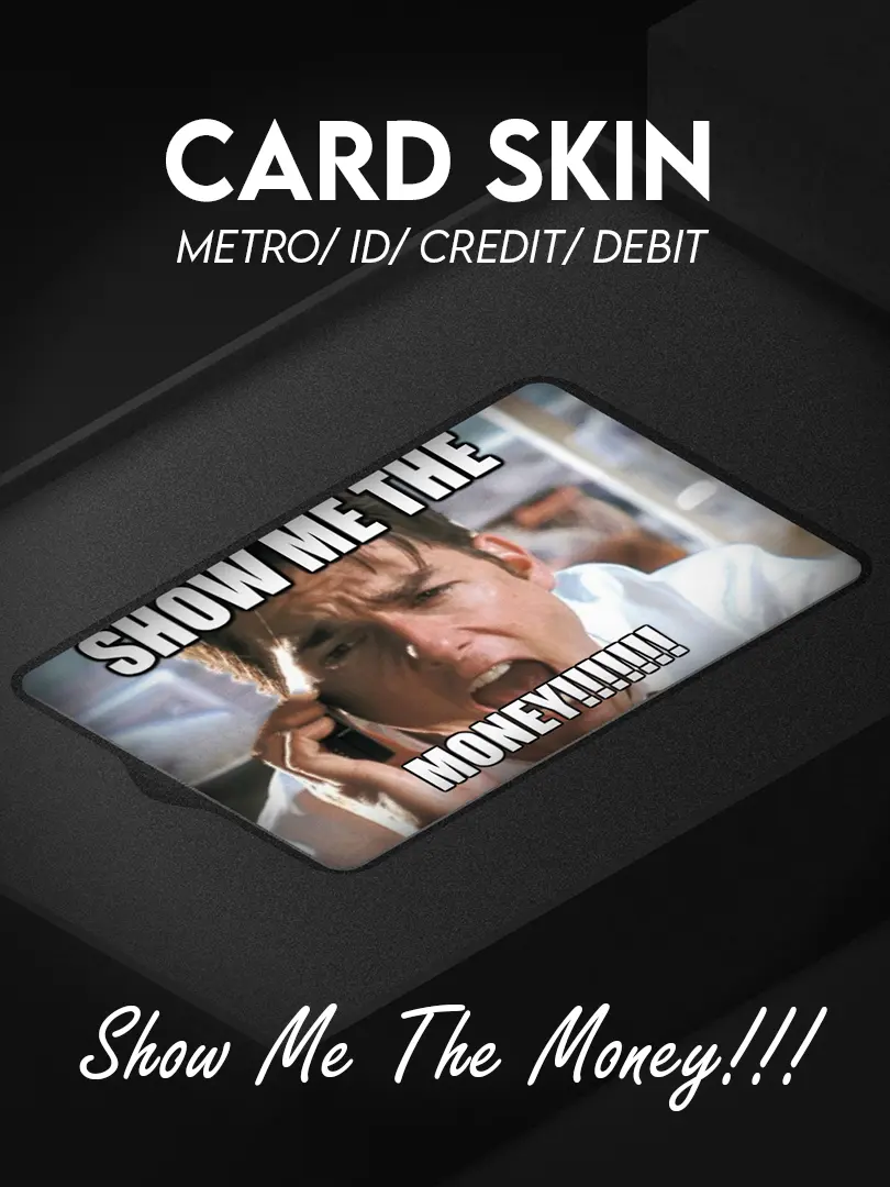 Custom aesthetic card skin designed for credit cards, debit cards, metro cards, and ID cards, featuring a premium finish and durable vinyl material that protects against scratches and wear while adding a stylish, minimalist and expressive look to everyday essentials.