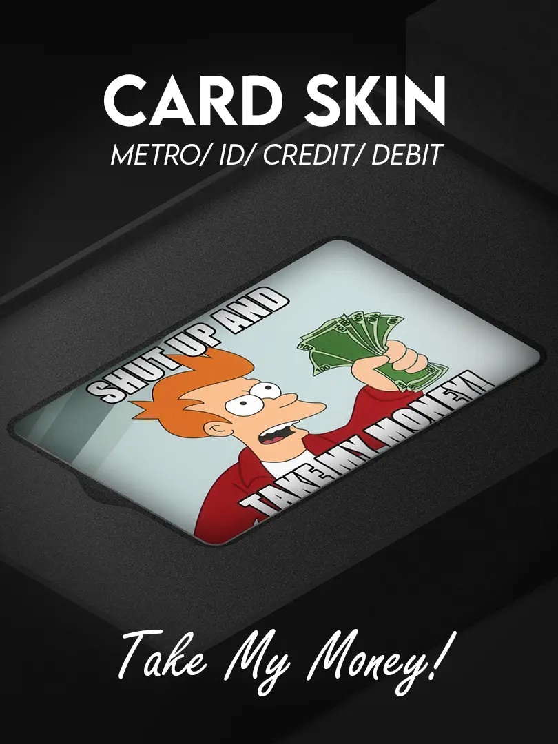 Custom aesthetic card skin designed for credit cards, debit cards, metro cards, and ID cards, featuring a premium finish and durable vinyl material that protects against scratches and wear while adding a stylish, minimalist and expressive look to everyday essentials.